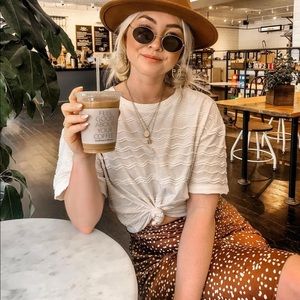 CottoncandyLA brown/cream satin midi skirt